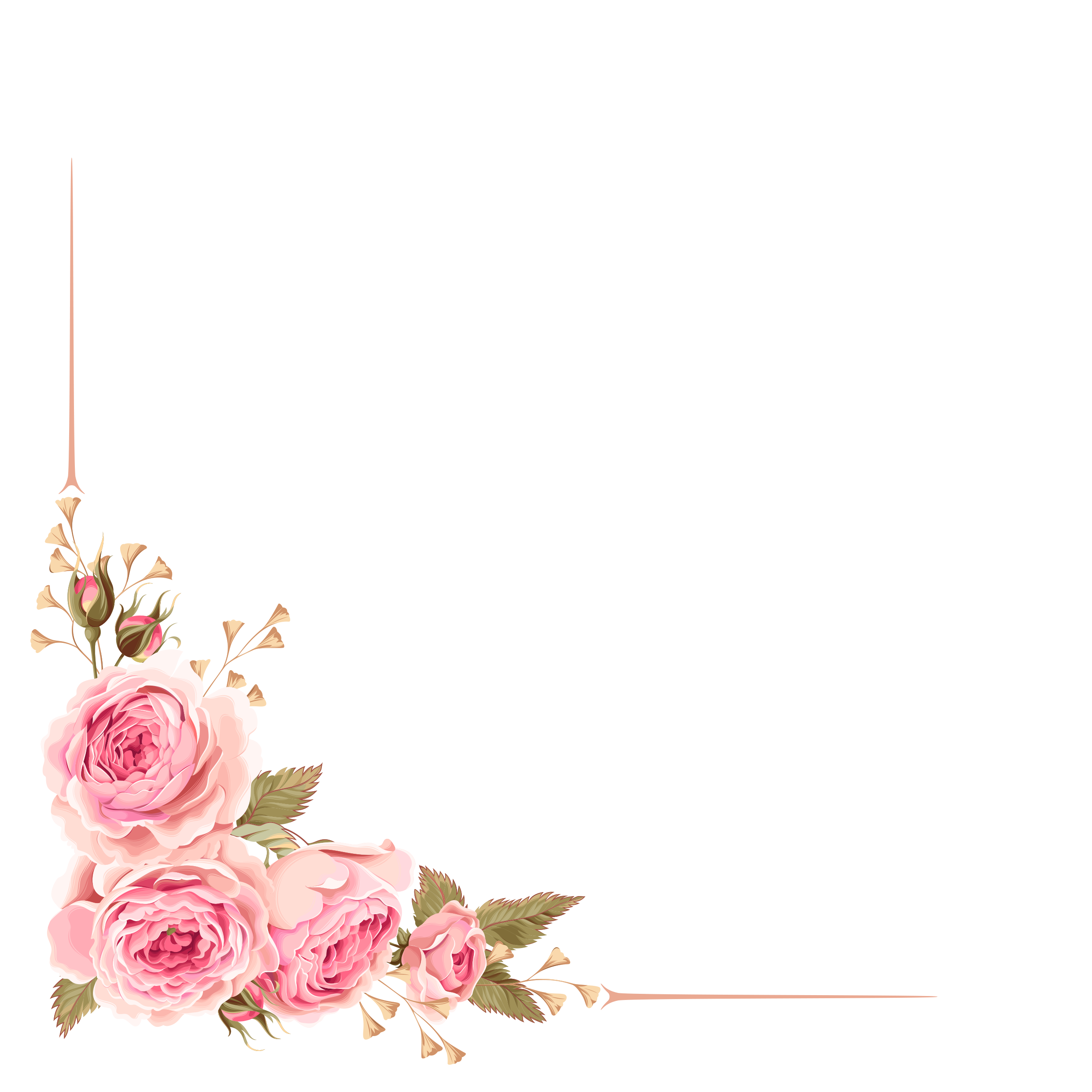 Florale Eckillustration mit rosa Blumen
